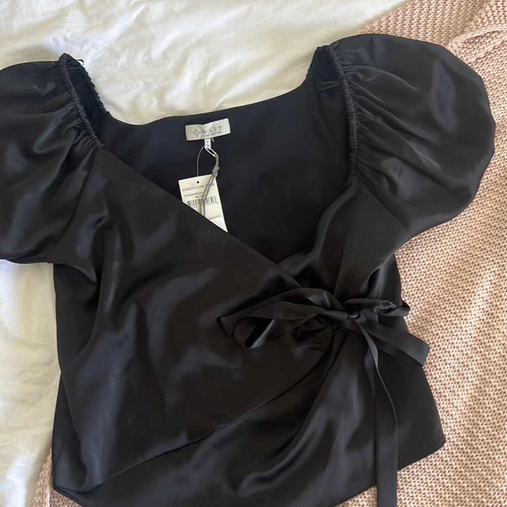 Black wrap blouse
